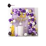 Bkmc 3 Harf İsimli 1 Yaş Macaron Mor Balon Zinciri Seti Gölge Mor Altın Balon Dekorasyon bmcNM357