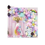 Bkmc 4 harfli 6 Yaş Gökkuşağı Konsepti Unicorn Temalı Makaron Balon Doğum Günü Parti Kutlama Seti bmcNM658