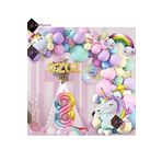 Bkmc 4 harfli 8 Yaş Gökkuşağı Konsepti Unicorn Temalı Makaron Balon Doğum Günü Parti Kutlama Seti bmcNM660