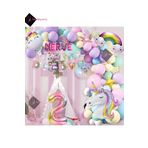 Bkmc 5 Harfli 2 Yaş Karakterli Unicorn Temalı İyi Ki Doğdun Makaron Balon Doğum Günü Parti Kutlama Seti bmcNM819