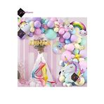 Bkmc 5 Harfli 4 Yaş Gökkuşağı Konsepti Unicorn Temalı Makaron Balon Doğum Günü Parti Kutlama Seti bmcNM609