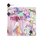 Bkmc 5 Harfli 4 Yaş Gökkuşağı Konsepti Unicorn Temalı Makaron Balon Doğum Günü Parti Kutlama Seti bmcNM787