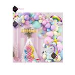 Bkmc 5 Harfli 8 Yaş Gökkuşağı Konsepti Unicorn Temalı Makaron Balon Doğum Günü Parti Kutlama Seti bmcNM607