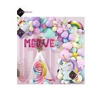 Bkmc 5 Harfli 9 Yaş Gökkuşağı Konsepti Unicorn Temalı Makaron Balon Doğum Günü Parti Kutlama Seti bmcNM792
