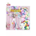 Bkmc 6 Gold Harfli Yaş Unicorn Temalı Iyi Ki Doğdun Makaron Balon Doğum Günü Parti Kutlama Seti Süsü
