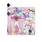 Bkmc 6 Harfli 2 Yaş Gökkuşağı Konsepti Unicorn Temalı Makaron Balon Doğum Günü Parti Kutlama Seti bmcNM794