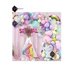 Bkmc 6 Harfli 4 Yaş Gökkuşağı Konsepti Unicorn Temalı Makaron Balon Doğum Günü Parti Kutlama Seti bmcNM796