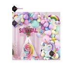 Bkmc 6 Harfli 9 Yaş Gökkuşağı Konsepti Unicorn Temalı Makaron Balon Doğum Günü Parti Kutlama Seti bmcNM801
