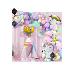 Bkmc 7 Yaş ve 3 harfli Gökkuşağı Konsepti Unicorn Temalı Makaron Balon Doğum Günü Parti Kutlama Seti bmcNM667