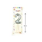 Bkmc Büyük Boy 2 Rakam Gümüş Mum 12Cm