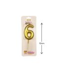 Bkmc Büyük Boy 6 Rakam Gold Mum 12Cm