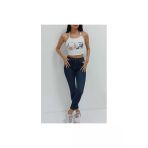 Bkmc Çapraz Askılı Desenli Crop Bluz Beyaz