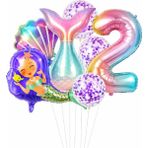 Bkmc Deniz Kızı Kuyruğu Deniz Kabuğu Temalı Doğum Günü Balon Seti Konfeti Balon Parti Süsleri - Çok Renkli - 2 YAŞ
