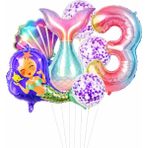 Bkmc Deniz Kızı Kuyruğu Deniz Kabuğu Temalı Doğum Günü Balon Seti Konfeti Balon Parti Süsleri - Çok Renkli - 3 YAŞ
