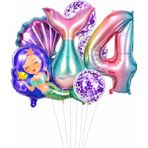Bkmc Deniz Kızı Kuyruğu Deniz Kabuğu Temalı Doğum Günü Balon Seti Konfeti Balon Parti Süsleri - Çok Renkli - 4 YAŞ