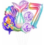 Bkmc Deniz Kızı Kuyruğu Deniz Kabuğu Temalı Doğum Günü Balon Seti Konfeti Balon Parti Süsleri - Çok Renkli - 7 YAŞ