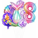 Bkmc Deniz Kızı Kuyruğu Deniz Kabuğu Temalı Doğum Günü Balon Seti Konfeti Balon Parti Süsleri - Çok Renkli - 8 YAŞ