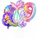 Bkmc Deniz Kızı Kuyruğu Deniz Kabuğu Temalı Doğum Günü Balon Seti Konfeti Balon Parti Süsleri - Çok Renkli - 9 YAŞ
