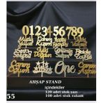 Bkmc Gold Pleksi Ahşap Stand 120 Adet Pasta Yazısı 100 Adet Rakam Pileksi