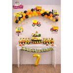 Bkmc Inşaat Temalı Yaş Doğum Günü Süsleme Seti Iş Makinesi Folyo Balon Balon Zinciri Parti Dekoru Süsü - Sarı - 7 YAŞ