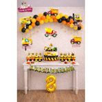 Bkmc Inşaat Temalı Yaş Doğum Günü Süsleme Seti Iş Makinesi Folyo Balon Balon Zinciri Parti Dekoru Süsü - Sarı - 8 YAŞ