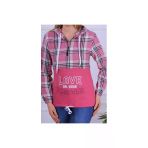 Bkmc Kadın Kapüşonlu Baskılı Oduncu Sweatshirt Pembe