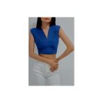 Bkmc Kolsuz Dekolteli Beli Bantlı Crop Bluz Mavi