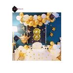 Bkmc Kral Taçlı -8 Yaş Gold Zincir Balon Doğum Günü Seti 8 bmcNM1052