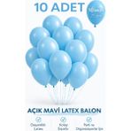 Bkmc Party 10 Adet Latex Balon 10 Inç Parti Balonu Doğum Günü Süsleme Balonu - Açık Mavi