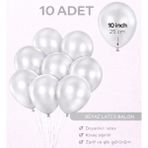 Bkmc Party 10 Adet Latex Balon 10 Inç Parti Balonu Doğum Günü Süsleme Balonu - Beyaz
