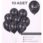 Bkmc Party 10 Adet Latex Balon 10 Inç Parti Balonu Doğum Günü Süsleme Balonu - Siyah