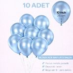 Bkmc Party 10 Adet Parlak Metalik Balon 10 Inç Parti Balonu Doğum Günü Süsleme - Metalik Açık Mavi