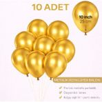 Bkmc Party 10 Adet Parlak Metalik Balon 10 Inç Parti Balonu Doğum Günü Süsleme - Metalik Altın