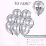 Bkmc Party 10 Adet Parlak Metalik Balon 10 Inç Parti Balonu Doğum Günü Süsleme - Metalik Gümüş