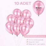 Bkmc Party 10 Adet Parlak Metalik Balon 10 Inç Parti Balonu Doğum Günü Süsleme - Pembe