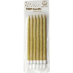 Bkmc Party Doğum Günü Mumları, Doğum Günü Partisi Pasta Süslemeleri Için Simli Gold Pasta Mumları - 6 Adet