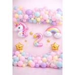 Bkmc Party Unicorn Gökkuşağı Pastel Doğum Günü Balon Seti Zincir Yaş Balonlu Parti Süsleme Seti Süsü - Çok Renkli - 2 YAŞ