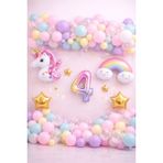 Bkmc Party Unicorn Gökkuşağı Pastel Doğum Günü Balon Seti Zincir Yaş Balonlu Parti Süsleme Seti Süsü - Çok Renkli - 4 YAŞ