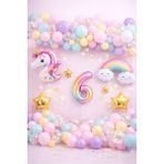 Bkmc Party Unicorn Gökkuşağı Pastel Doğum Günü Balon Seti Zincir Yaş Balonlu Parti Süsleme Seti Süsü - Çok Renkli - 6 YAŞ