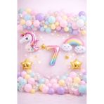 Bkmc Party Unicorn Gökkuşağı Pastel Doğum Günü Balon Seti Zincir Yaş Balonlu Parti Süsleme Seti Süsü - Çok Renkli - 7 YAŞ