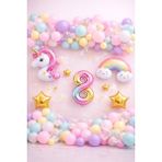 Bkmc Party Unicorn Gökkuşağı Pastel Doğum Günü Balon Seti Zincir Yaş Balonlu Parti Süsleme Seti Süsü - Çok Renkli - 8 YAŞ