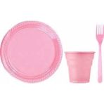 Bkmc Pembe Plastik Tabak Bardak Çatal Seti 25 Parça