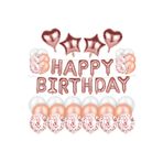 Bkmc ROSE GOLD HAPPY BİRTHDAY FOLYO BALON KALPLİ YILDIZLI DOĞUM GÜNÜ PARTİ SETİ SÜSÜ bmcNM877