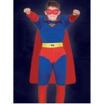 Bkmc Superman Kostümü Kaslı - 6 - 7 Yaş - Kırmızı - Mavi