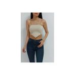 Bkmc Zincir Askılı V Yaka Sandy Crop Bluz Taş