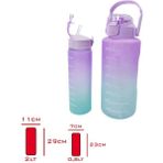 BKS Beatrıx Motıvasyon Matarası 2 Lı 2 LT+800 ml Mavı Mor - Renkli - Plastik - 10