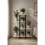 bL CONCEPT Yüksek Ayaklı Saksı Standı Dekoratif 8 Bölmeli Saksı Standı Çiçeklik Metal İskeletli 4 Raflı