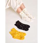 Black Arden Socks 3 Çift Ayyıldız Desenli Kolej Çorap 36-40 Beden Ka Kolj 000070 - 36 - 40 - Sarı