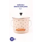 Black Cupid Kalp Desenli Emaye Yoğurt/Bakliyat Bakracı (20 Cm-3 Litre-Tüm Ocaklarla Uyumlu)