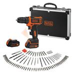 Black & Decker BDCDD12BAFC-QW 10.8 V 1.5 Ah Li-ion Çift Akülü Darbesiz Matkap Vidalama ve 100 Parça Taşıma Çantalı Aksesuar Seti